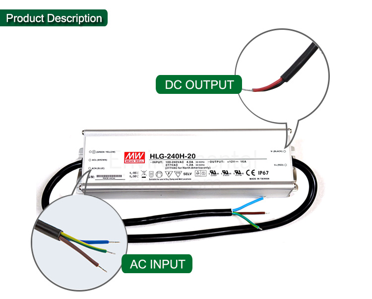 Meanwell HLG-240H-20 Constant Voltage 240W 20V led driver power supply