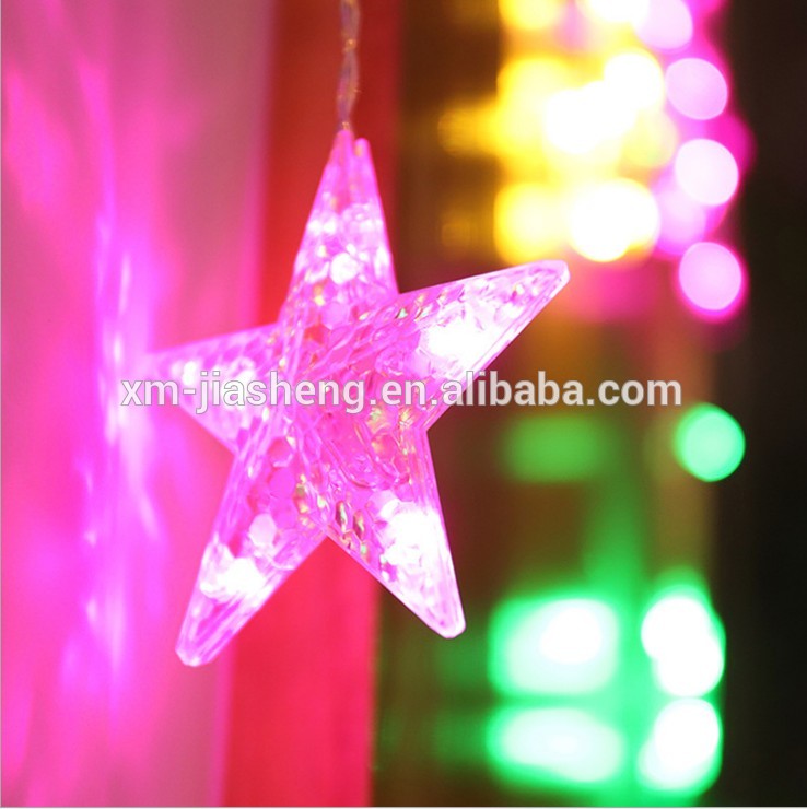 Outdoor Indoor Decorations Warm White 250cm 118 LED moon star Curtain String Light for Window wedding Party Home Bedroom