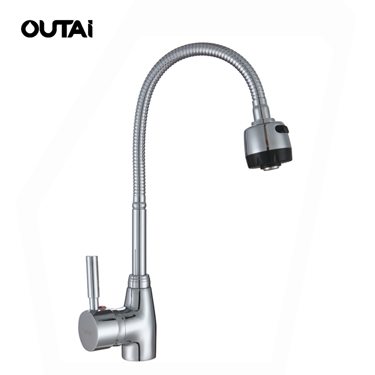 High-arch gooseneck spout 360 degrees swivels deck mounted sink taps mixer kitchen