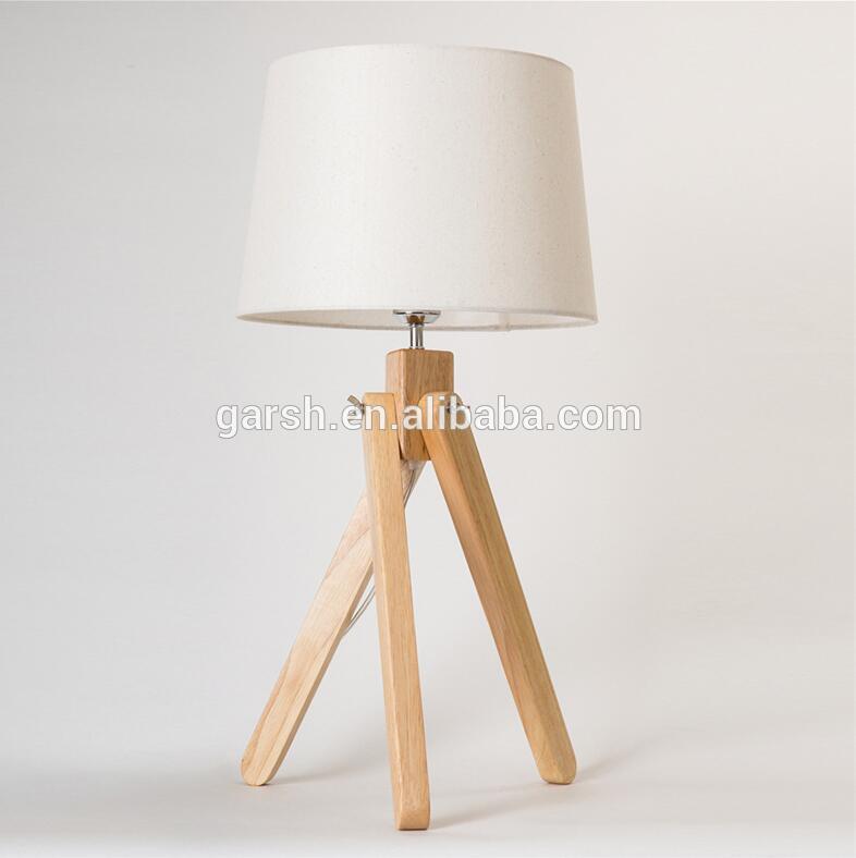 Modern Nordic Table Lamp Fabric Wooden Base Desk Lighting For Bedside