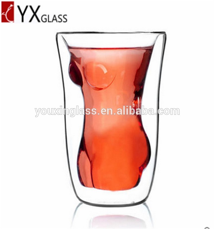 Creative sexy lady shape double wall beer glass cup