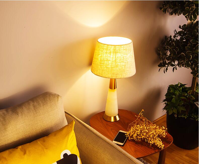 Free Shipping  Modern simple natural marble  simple model room metal designer table lamp