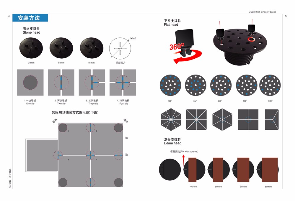 Adjustable plastic pedestal for raised outdoor floor support