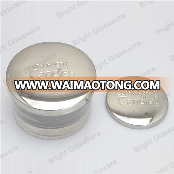 customer luxury design high quality silver candle lid with candle jar with customer logo