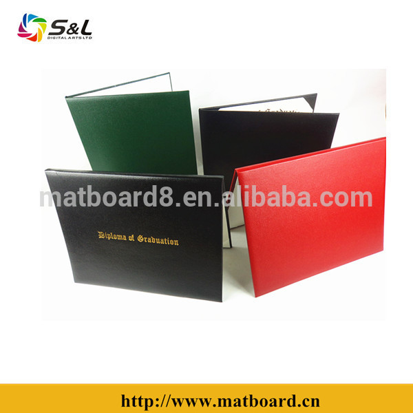 leatherlike diploma ceritificate folder with hot stamp foil logo