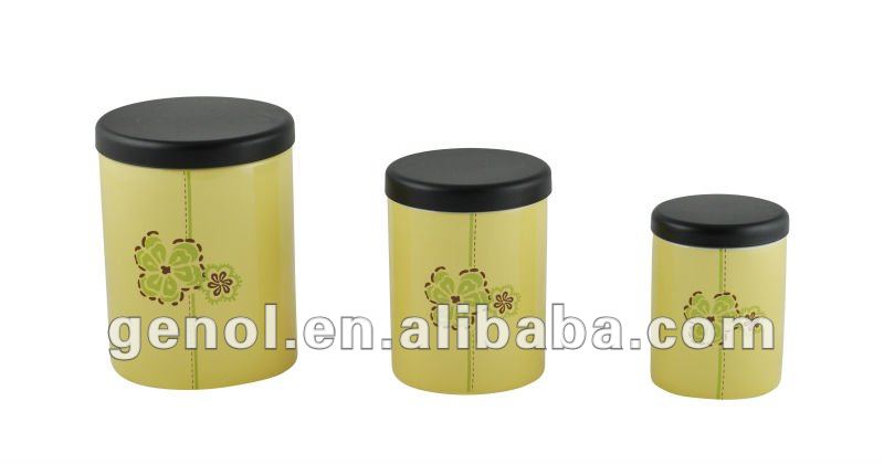 ceramic colorful canister,ceramic jar with lid