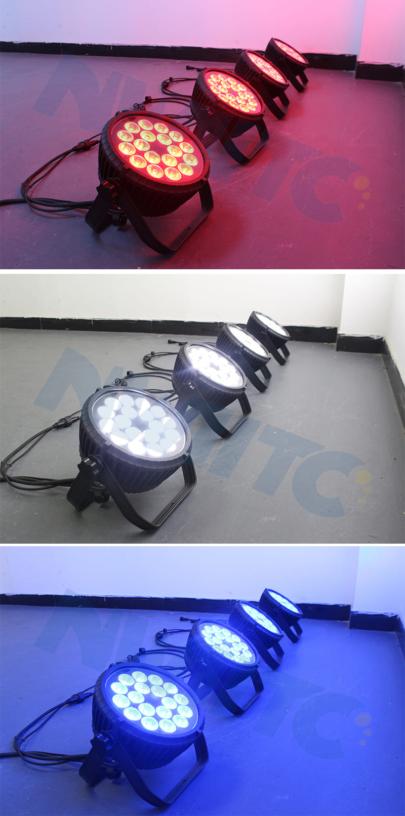 Outdoor IP65 dmx rgbwa uv 6in1 waterproof led flat par can uplights