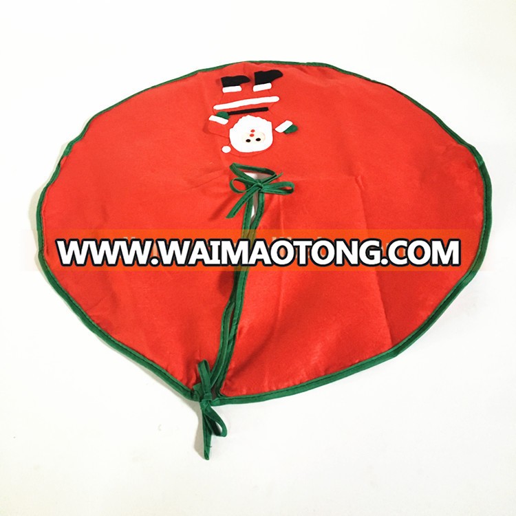 Wholesale customize 60 cm red christmas tree skirt with green line santa for chritsmas decoration