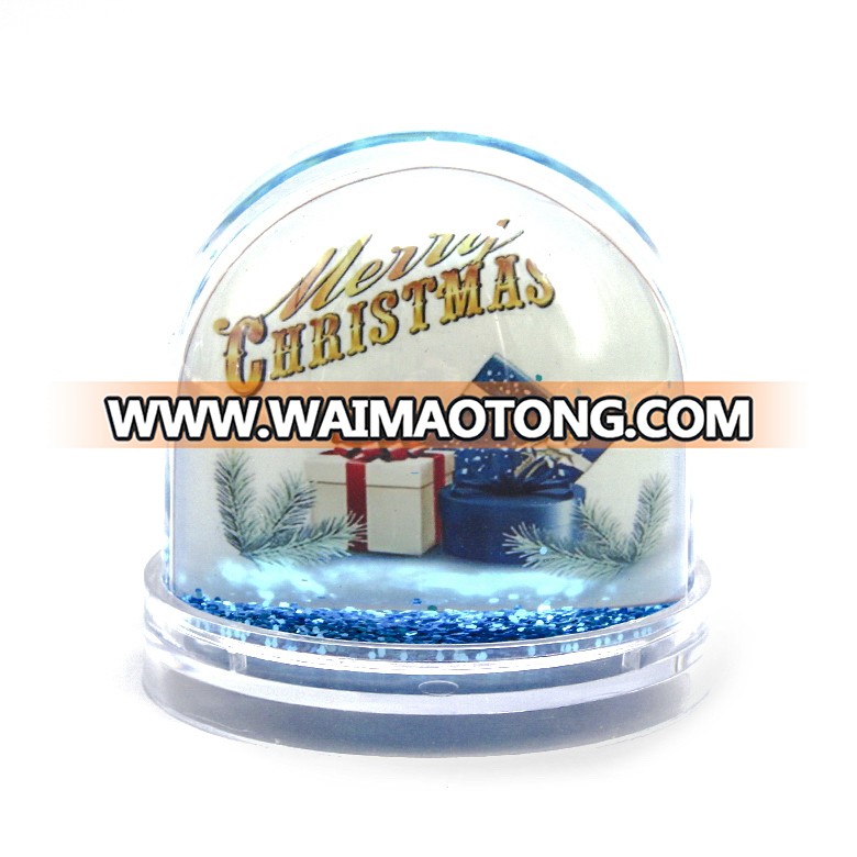 Custom Christmas Souvenir Snow Globe Picture Frame DIY Photo Insert Plastic Water Globe