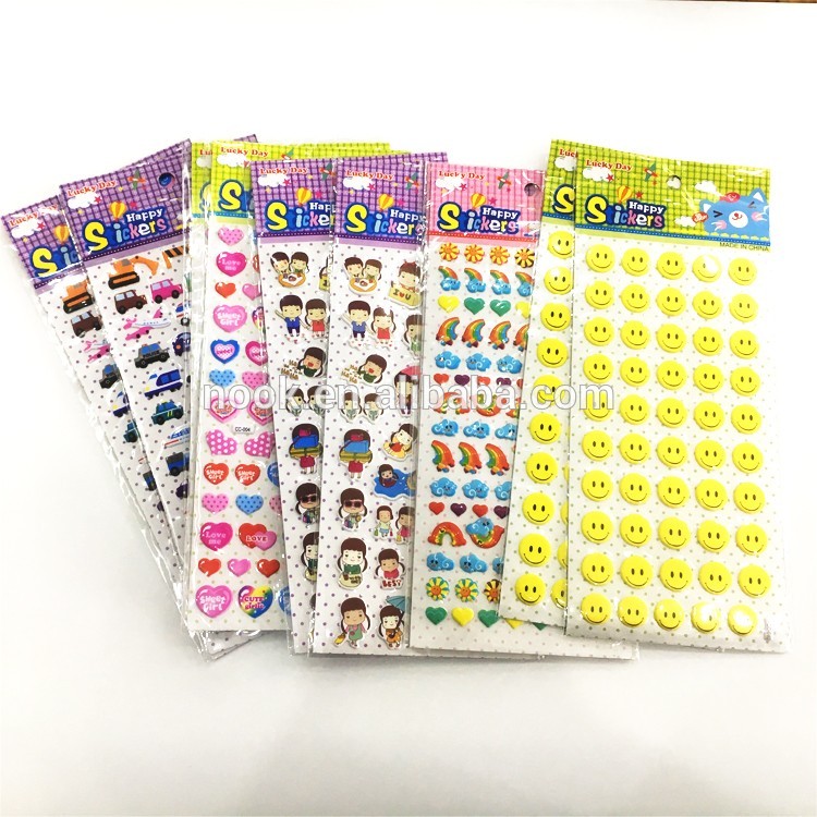 Audited Wenzhou Factory Supply Kids Safe Eco-friendly PVC EN71.123 Passed Adhesive Cartoon Custom Puffy Stickers