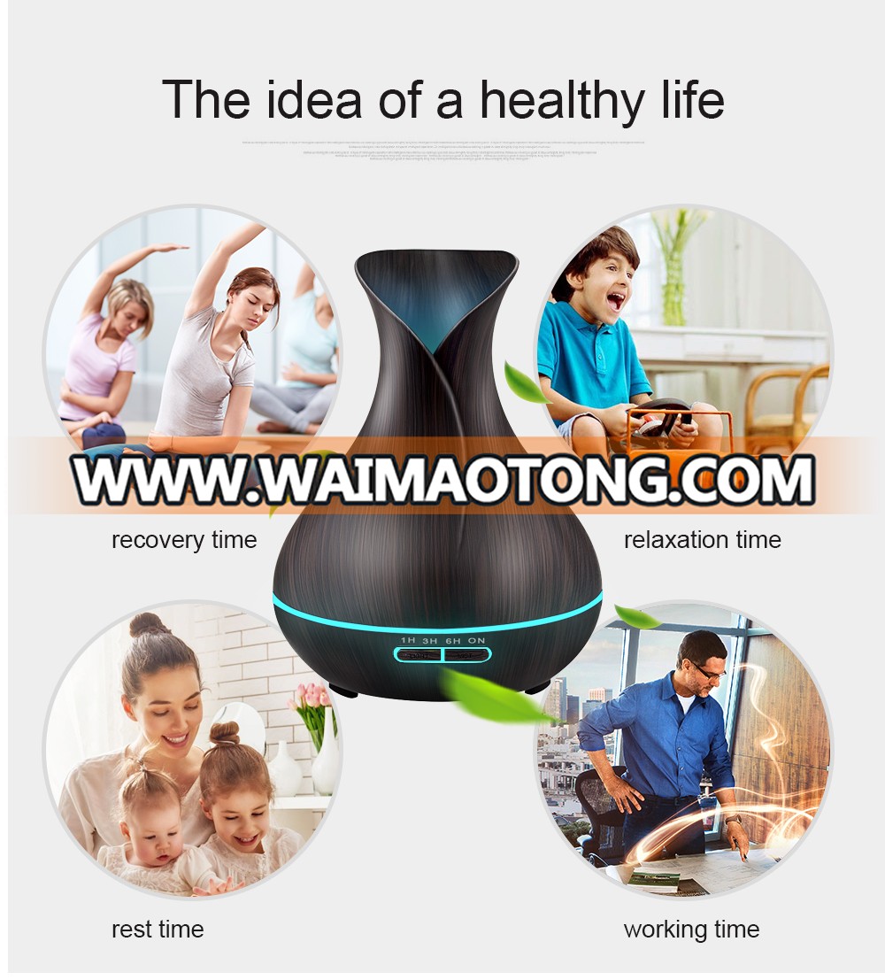 400ml Air Humidifier Essential Oil Diffuser Aroma Lamp Aromatherapy Electric Aroma Diffuser Mist Maker for Home-Wood