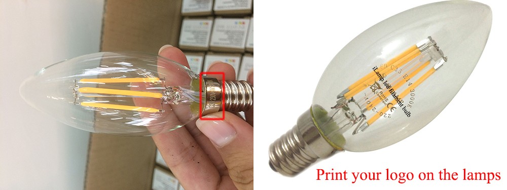 PSE Listed Dimmer Compatible C35 Filament Led Candle E17 100V Carbon Filament Bulb 40W/60W Antique Decorative Edison