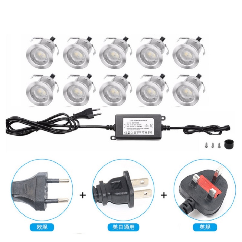 10 kits stainless steel 12v 0.6W 1w Outdoor Garden and Path Lights Recessed LED underground lights led deck light 0.6W