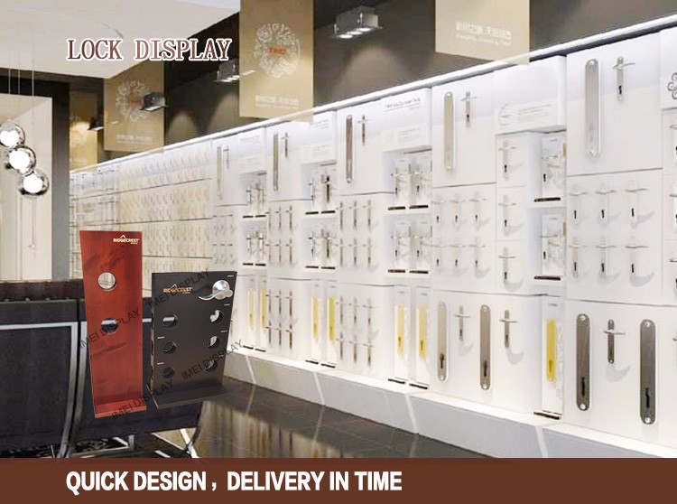 Chinese manufactures custom size wooden door lock display stand