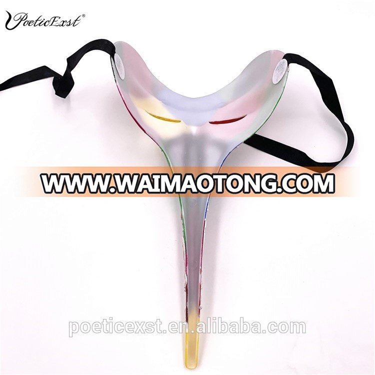 PoeticExst Handmade Venetian Zanni mask Rainbow Color long nose masquerade ball masks