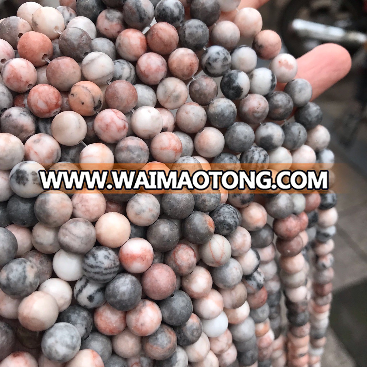 China factory natural pink zebra jasper 12mm stone round beads for bracelet