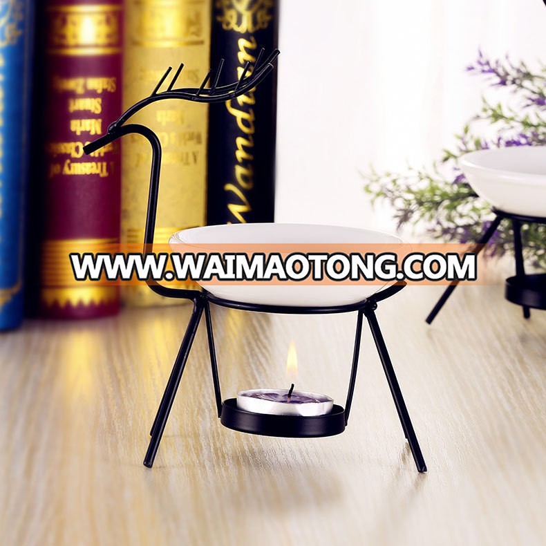 2017 New metal deer essential oil warmer candle burner ceramic oil burner