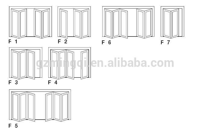 Wholesale decorative soundproof living room vertical aluminium accordion bi fold doors air tight folding door