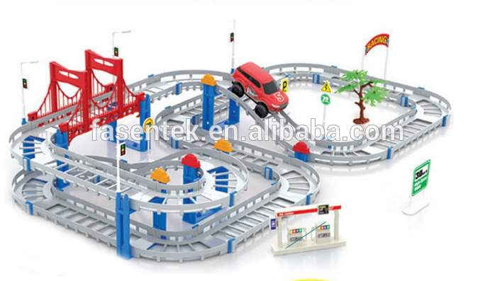 kids toys festive gifts Two layer Spiral Track Roller Coaster Toy Electric Rail Car for Child Gift