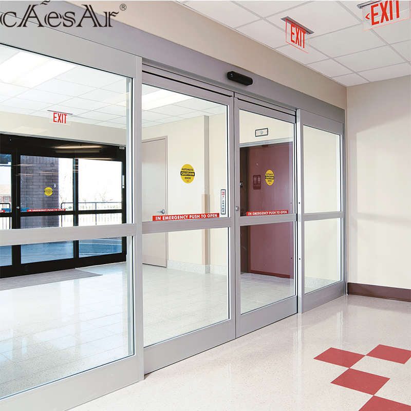 Europe driving system commercial hospital hotel exterior automated sliding doors with glass inserted  EC100