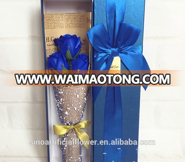 Popular gift fresh artificial flower rose bouquet for valentines day