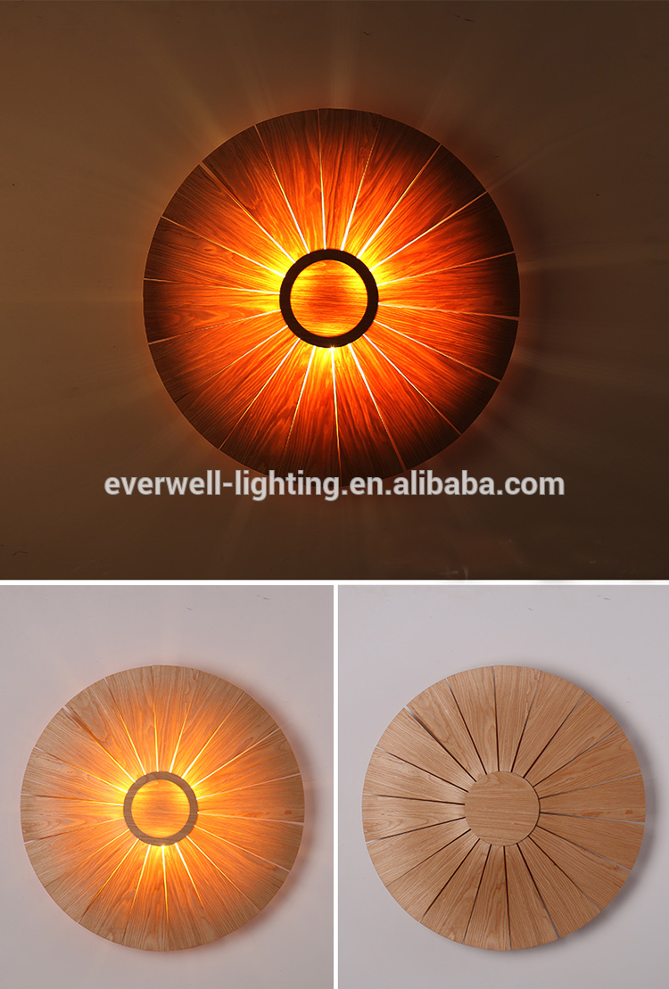 Retro handicraft wood decorative wall lamp