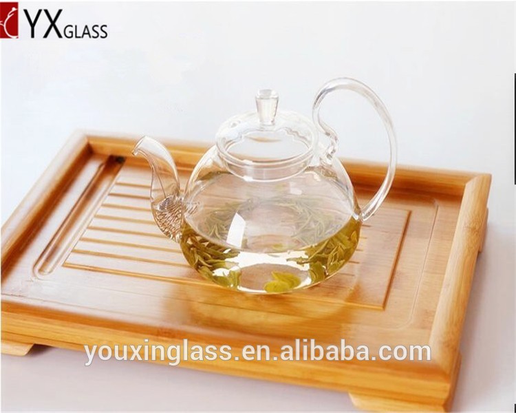 Made in China Borosilicate glass teapot glass flower teapot with high handle