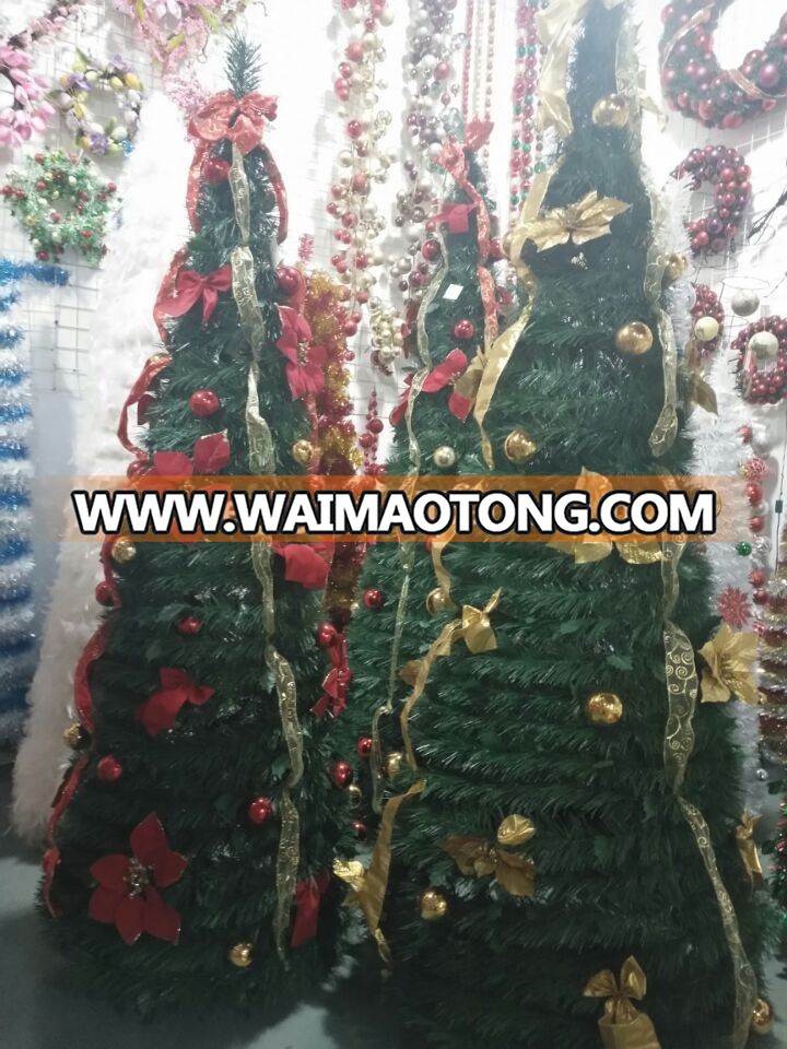 6ft Green Pull Up Poinsettia Christmas Tree