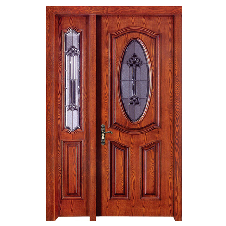 New Design Villa Main Entry Solid Wooden Decorative Glass Insert Mom And Son Door