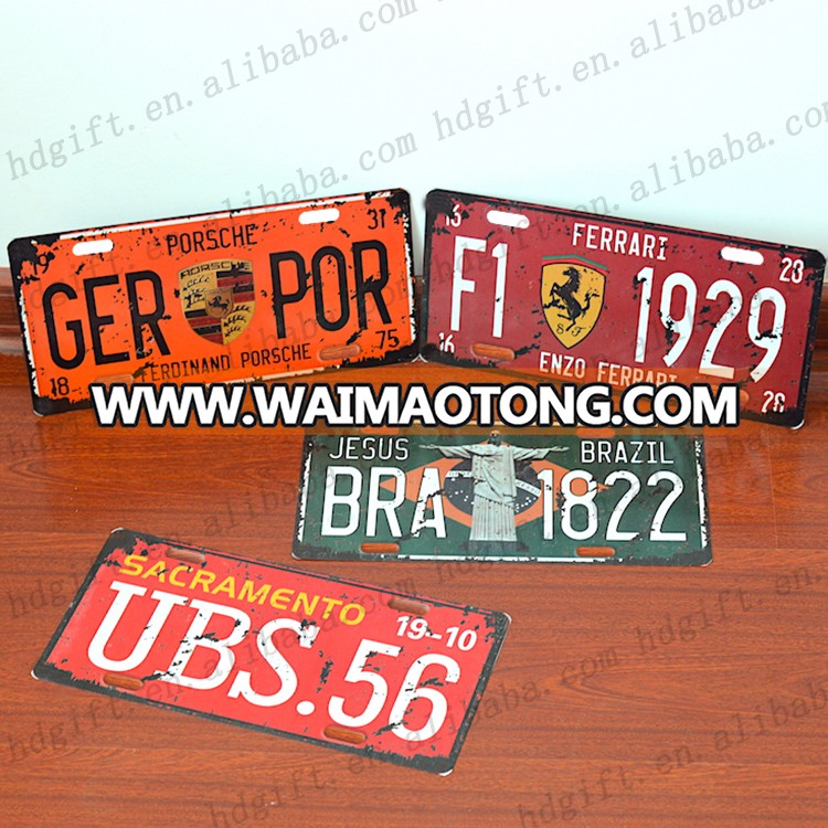 Decoracion Vintage Emboss Car Without A License Alu. Room Sign Wall Name Plate