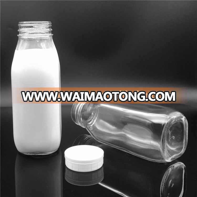 DAILY 350ml 14oz glass milk bottles with metal screw cap wholesale