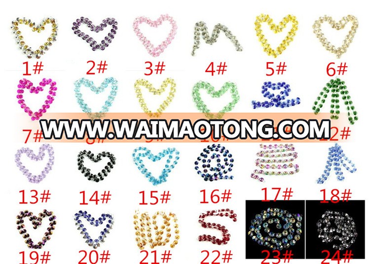 14mm dark sapphire with silver back crystal garland strands with silver rings for wedding decoration pendant hot sales