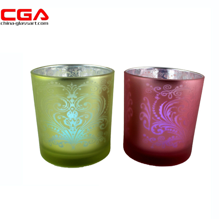 Best selling products color painting glass Candle cup Christmas candle holder