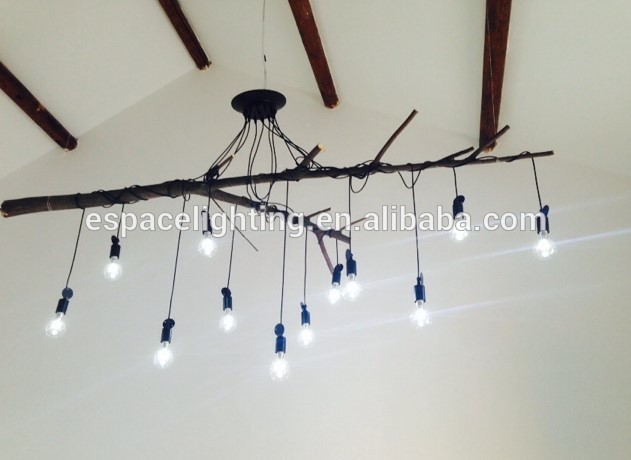 Industrial black wire ceiling lamp holder with led edison bulb