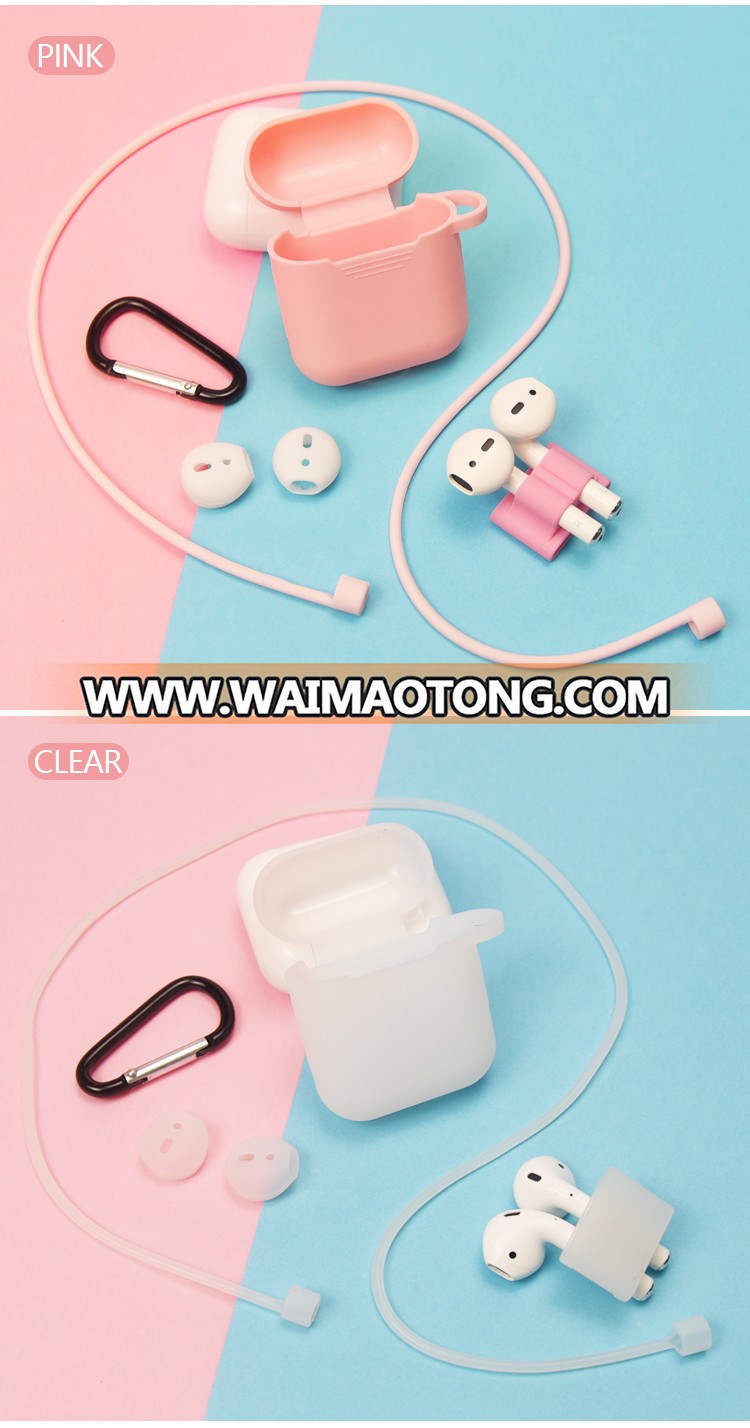 5 pcs/set Silicone Cover Protection Case for AirPod Earphone Box Case Shockproof Anti-lost Sports Accessories for Airpod