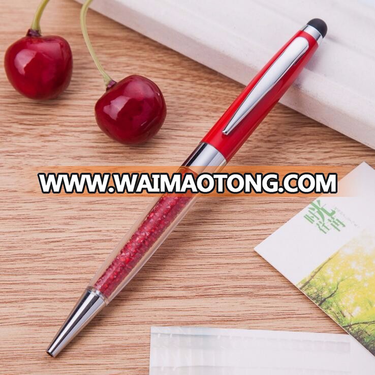 crystal promotional advertisement business signature of ballpen with touch screen head stylus ballpoint pen