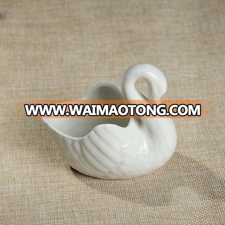 hand painted swan shape custom logo ceramics flower pots