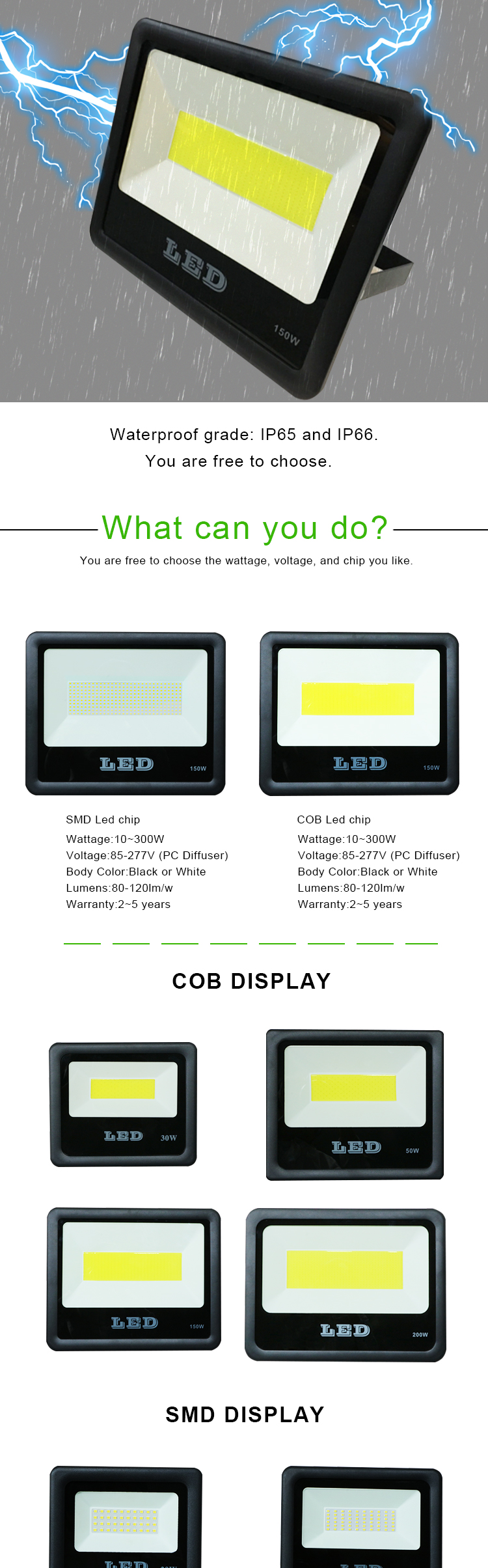 Hot Selling SMD/COB IP65 Outdoor 200 150 100 Watt Reflector LED Flood Light