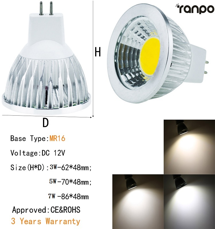 Energy Star Dimmable 12V COB LED SpotLight Bulb MR16 GU10 E27 E14 GU5.3 B22 3W 5W 7W White Lamp Indoor Lighting