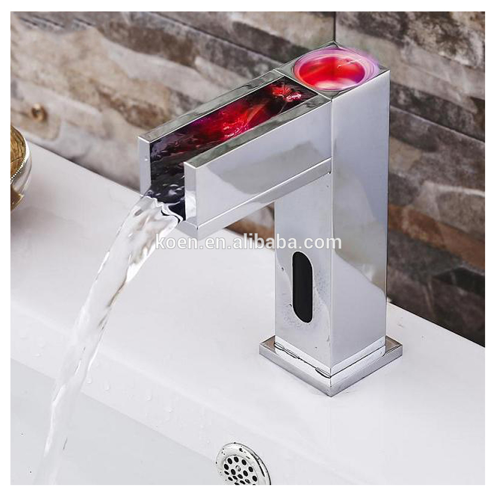 Koen Hydro Power 3colors Automatic Led Faucet Waterfall Sensor Water Tap with Light