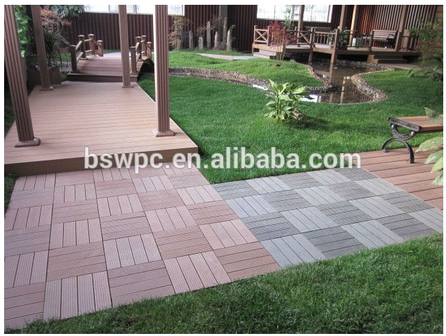 Wholesale composite co-extrusion wpc garden decking board floor tiles