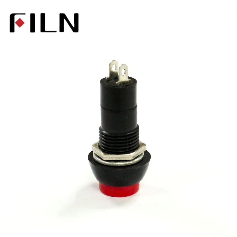 Filn PBS-11A PBS-11B red green 12mm plastic ON OFF latching  off-(on) Momentary push button switch 2pin 1A 250V