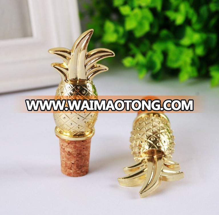 Wedding Door Gifts Gold Pineapples and Palms Design Bottle Stopper