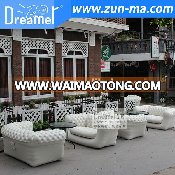 White velvet air outdoor inflatable sofa, China rubber blow up sofa