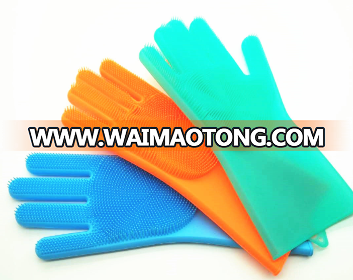 Hot selling magic silicone gloves Dish Washing Gloves Cleaning Scrubbing