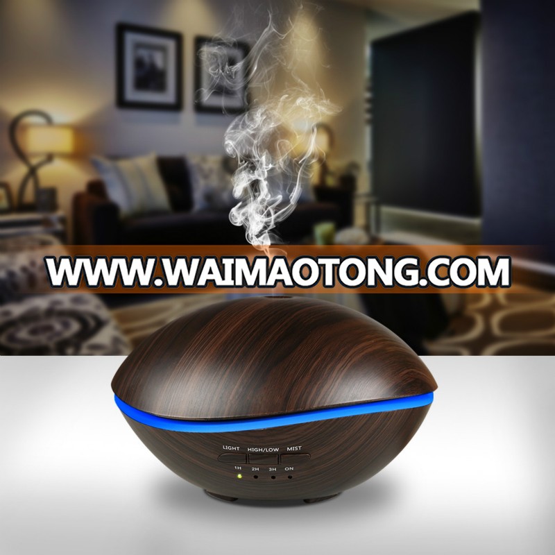 New Wood Grain 500ml Home Silent Ultrasonic USB AC Aromatherapy Machine Humidifier Whale Shape LED Essential Oil Diffuser