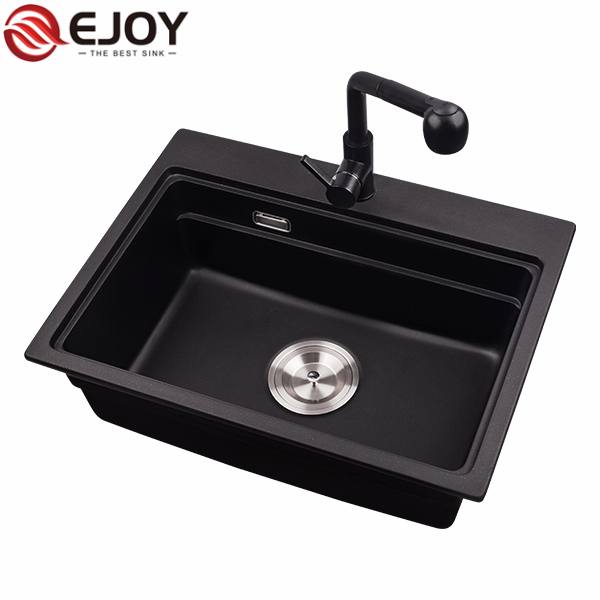 EJOY High Quality quartz sink kitchen Customized artifical stone granite kitchen sink home restaurant farm use NET650