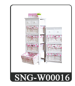 With lace white Wicker storage cabinet with 3 drawers/Wooden drawers storage cabinets/ Wicker furniture