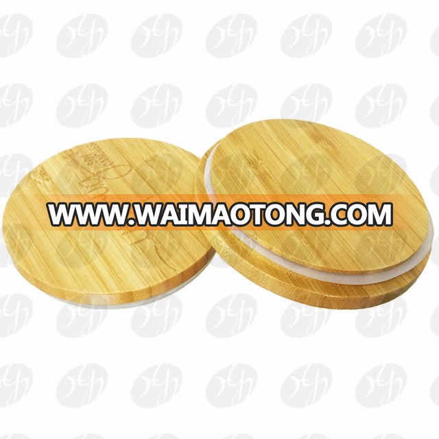 Custom sealed bamboo candle lids for candle jars