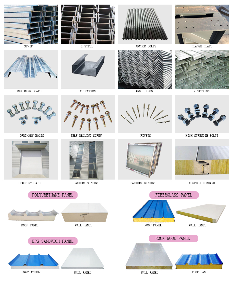 Prefab light steel structure storage workshop modular hall design